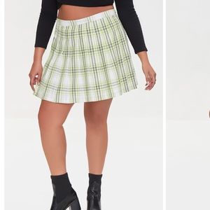 F21 green plaid skirt